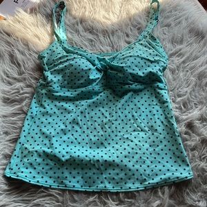 Liz & co teal polka dot tankini top size 14